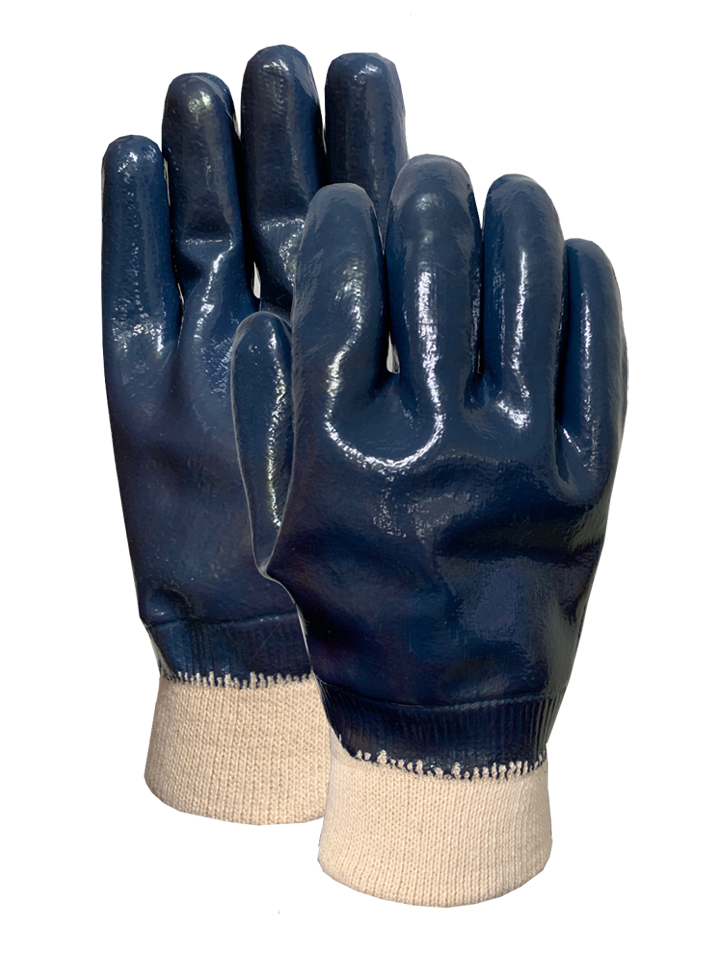Jearsy knit wrist with blu nitrile full dip coating