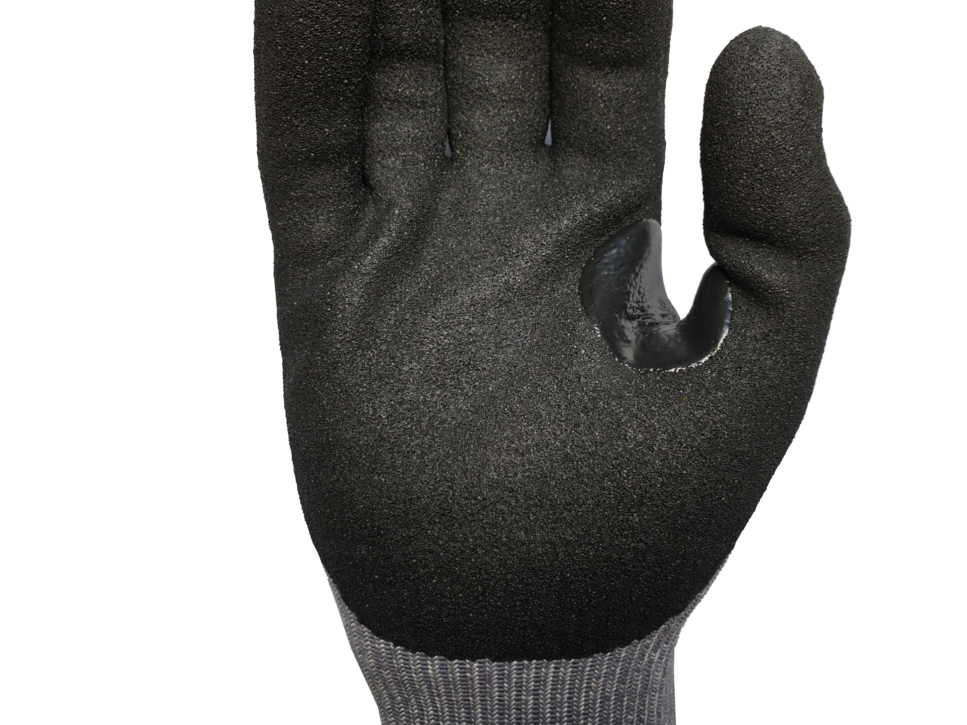 CUT 3 Double knitting with Nitrile sandy finish reinforced patch glove