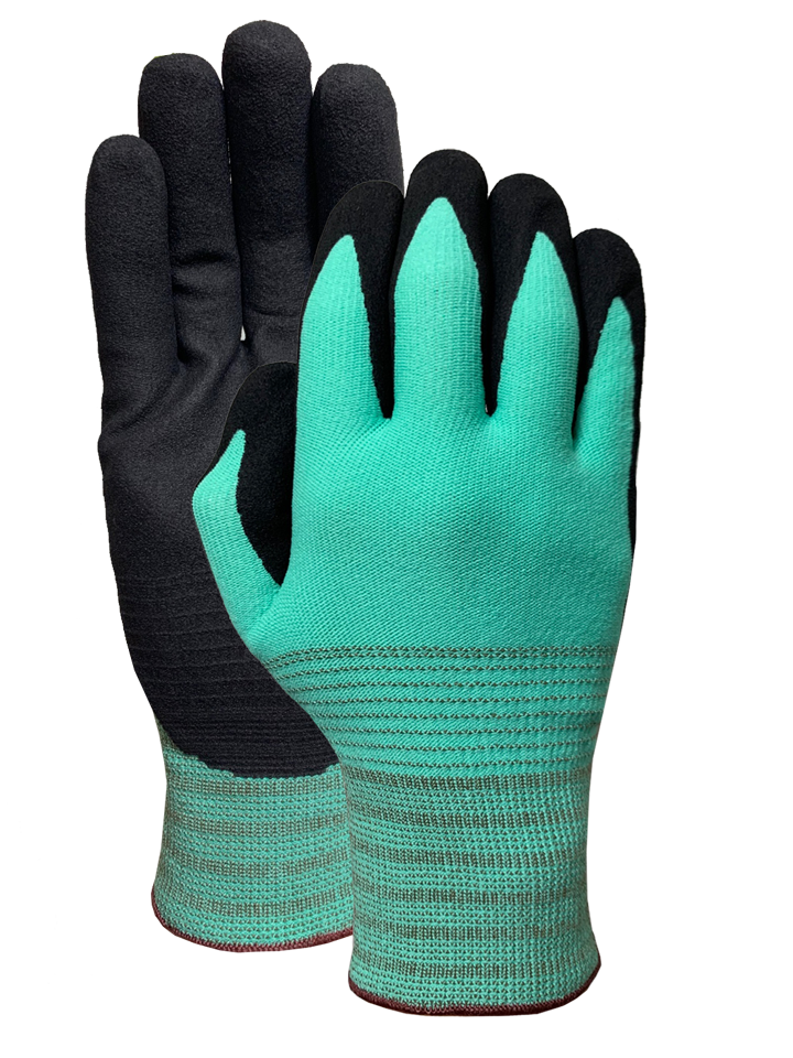 Mint green nylon liner with black PUD sandy finish coating