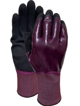Nylon with Purple nitrile full dip / black nitrile micro finish palm coating glove