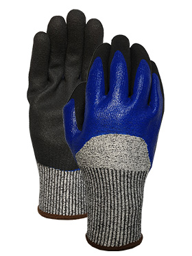 CUT3 black speckled with Nitrile double half dip glove