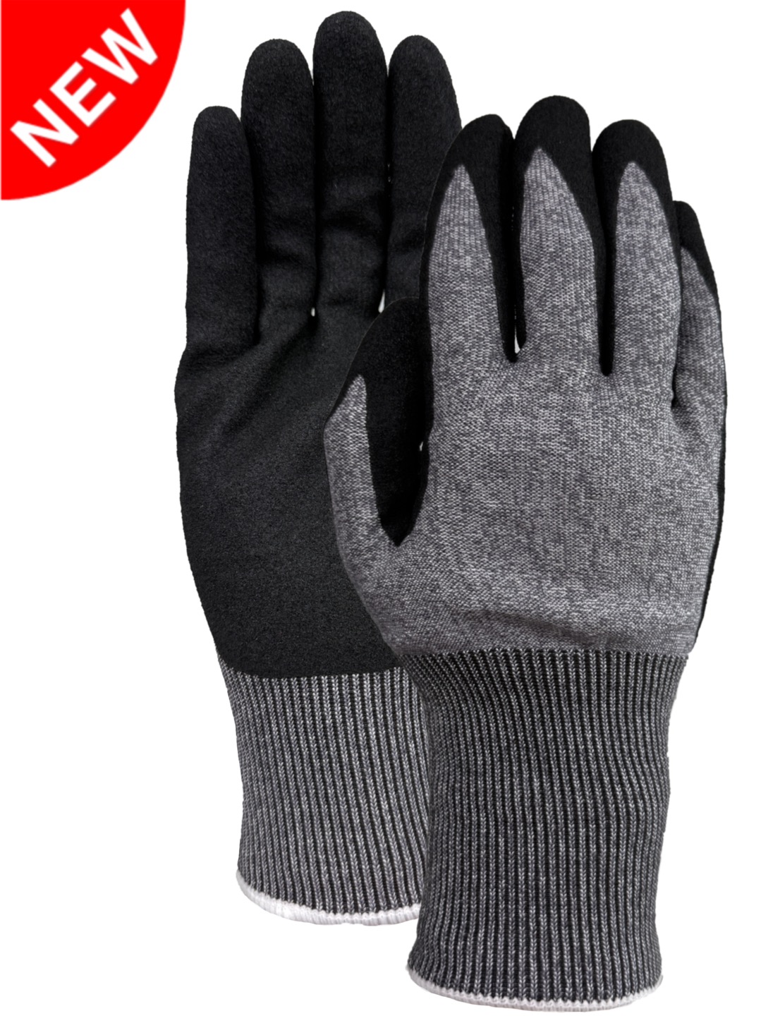 18Gauge HPPE,Tungsten filament, steel fiber with black nitrile sandy  finish palm dip glove