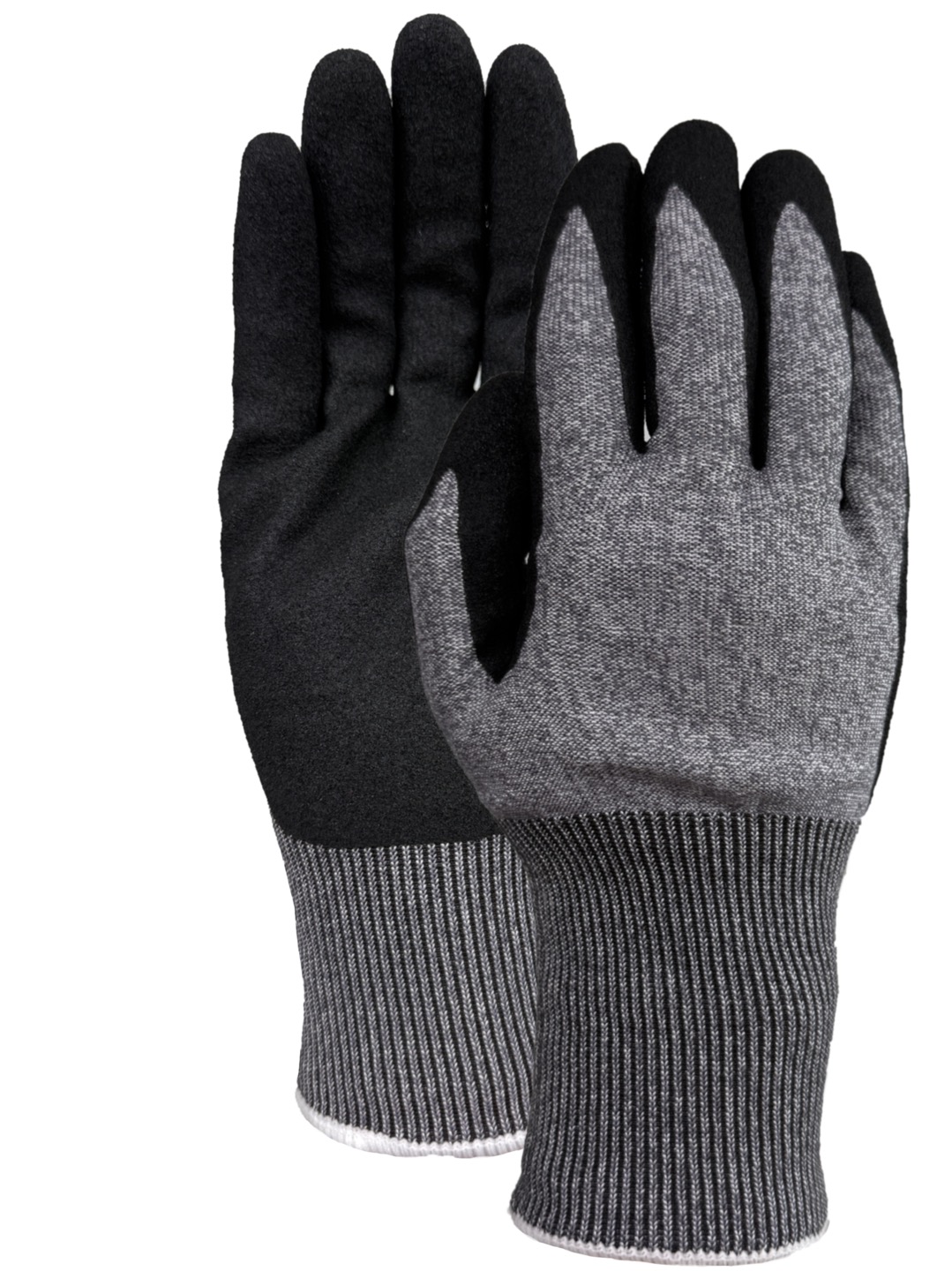 18Gauge HPPE,Tungsten filament, steel fiber with black nitrile sandy  finish palm dip glove