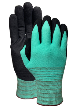 Mint green nylon liner with black PUD sandy finish coating