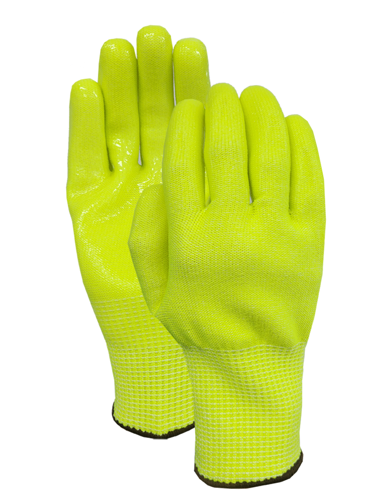 Cut D 13G HPPE/nylon/spandex liner+silicone palm coating glove