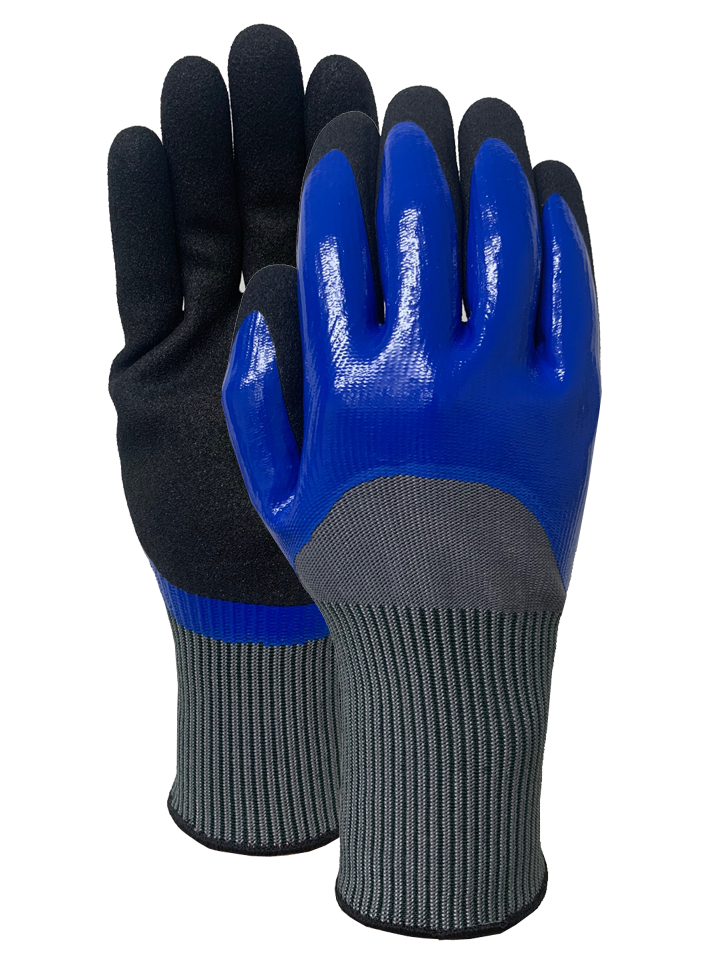CUT5 Gray speckled with Nitrile double half dip glove