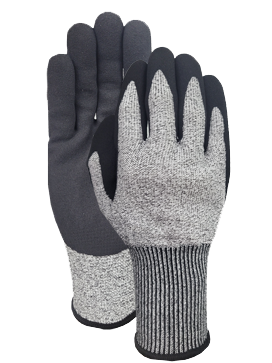 Cut F 13G HPPE/nylon/spandex liner + NBR sandy finish palm coating glove