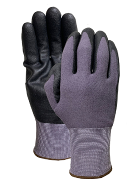 Gray nylon liner with black nitrile foam palm coating