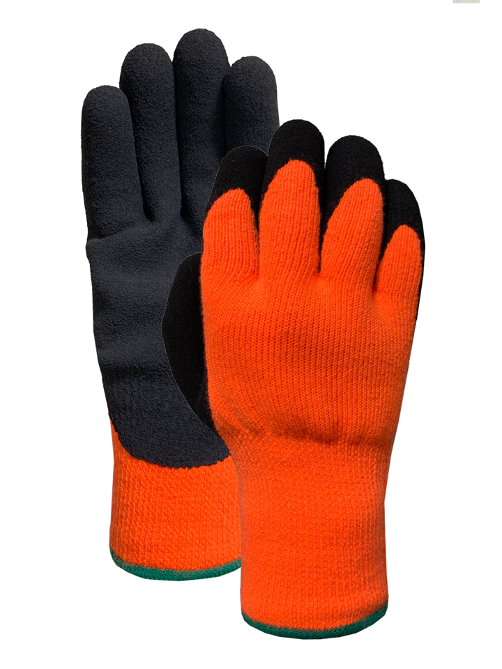 Orange acrylic(napping) liner with black crinkled finish palm coating