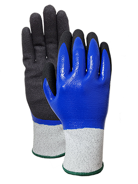 CUT 5 black speckled with nitrile double dip glove