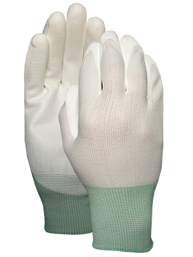 White nylon liner with white PU palm coating