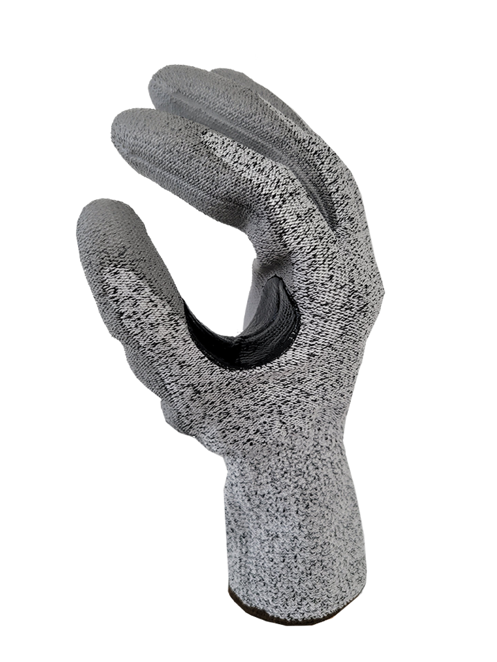 CUT 5 HPPE/nylon/spandex liner Gray PU palm coating  glove with NBR reinforcement patch